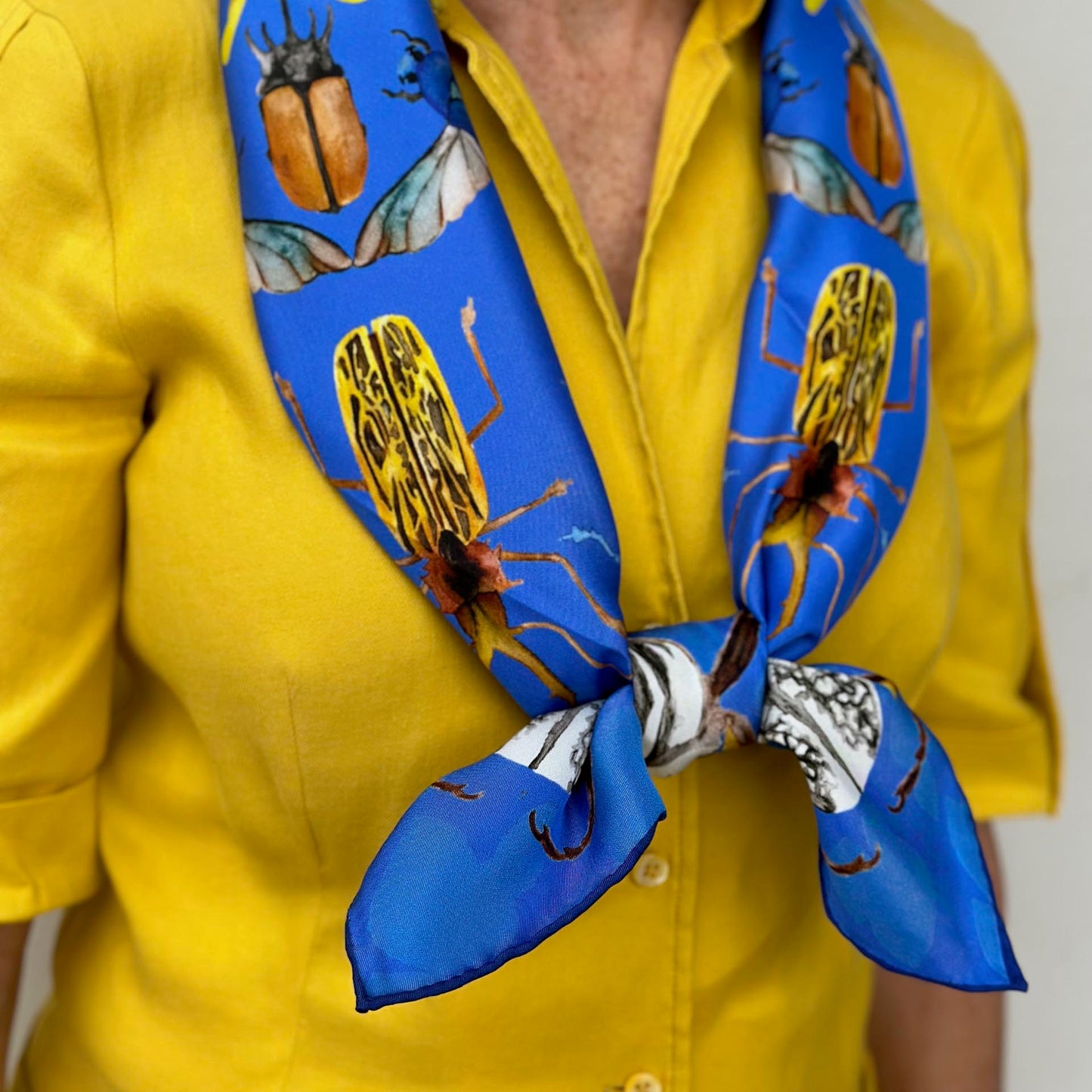 Bug Scarf - 100% Silk - Deep Ocean Blue and Eggplant