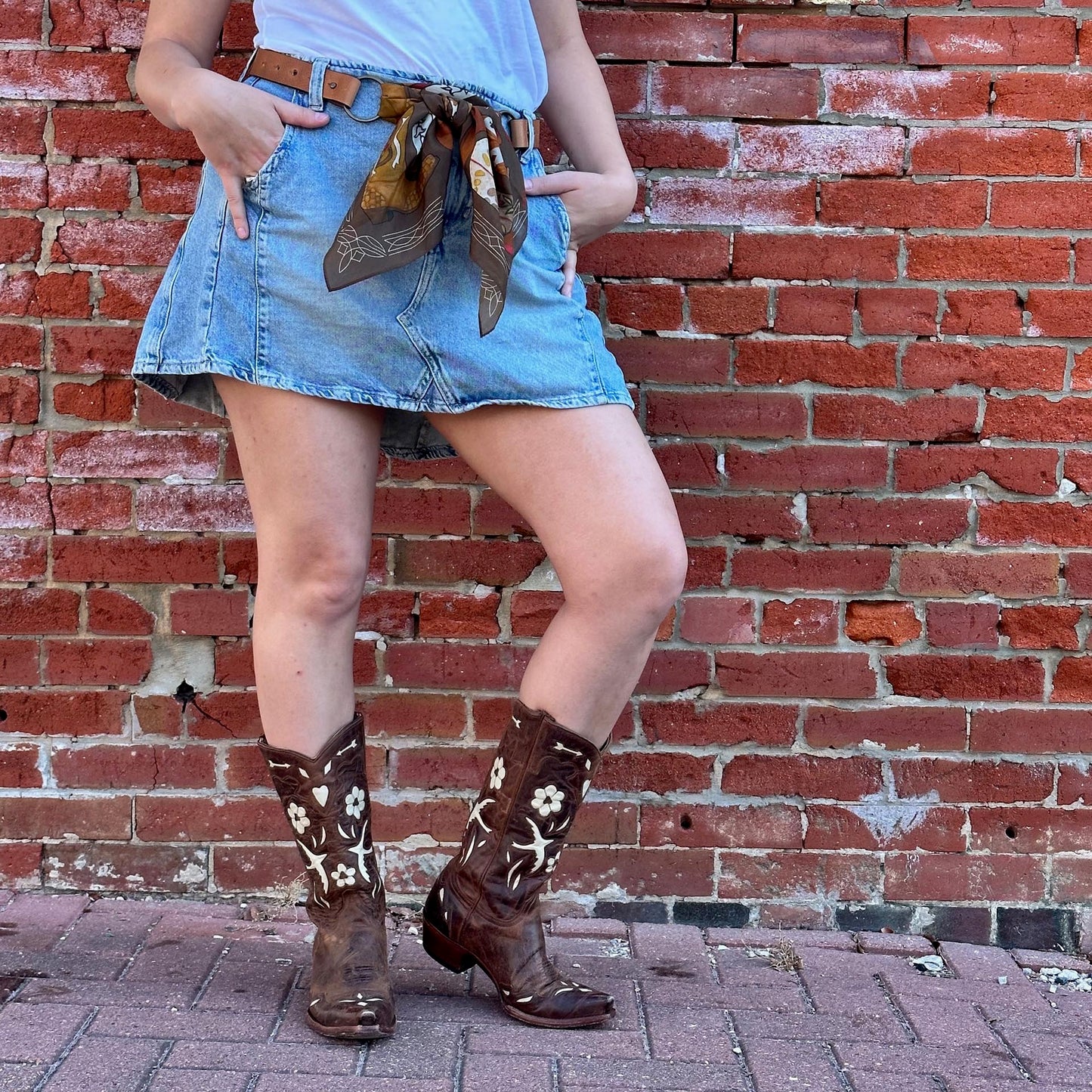 Cowboy Boot Scarf - Silk/Cotton - Chocolate Brown