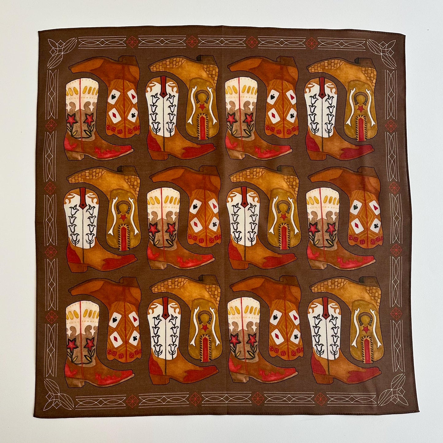 Cowboy Boot Scarf - 100% Cotton - Chocolate Brown