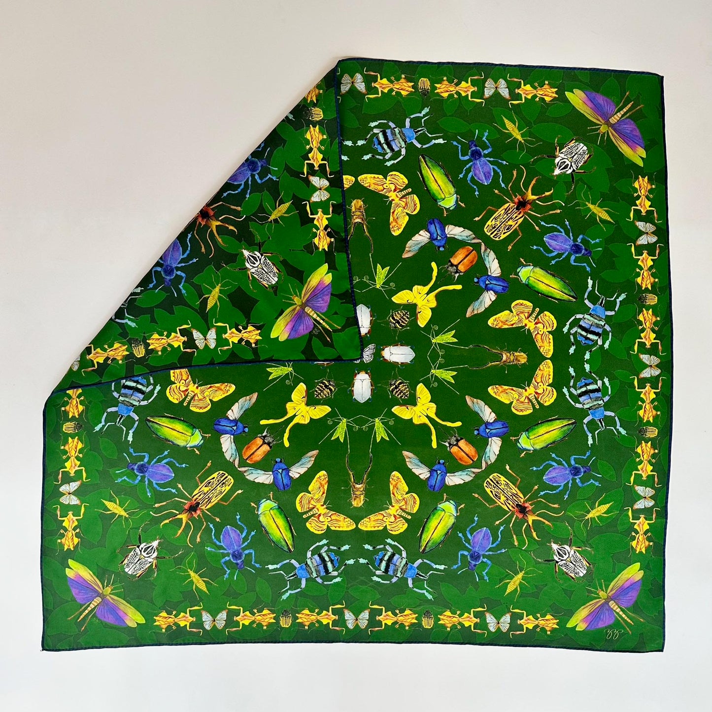 Bug Scarf - 100% Silk - Green/Forest Green