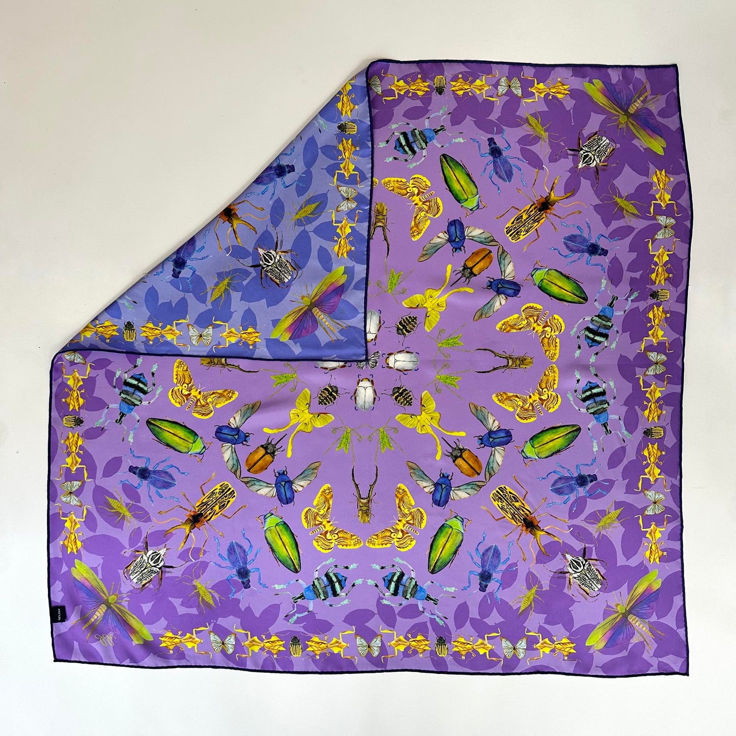 Bug Scarf - 100% Silk - Lavender & Cornflower Blue
