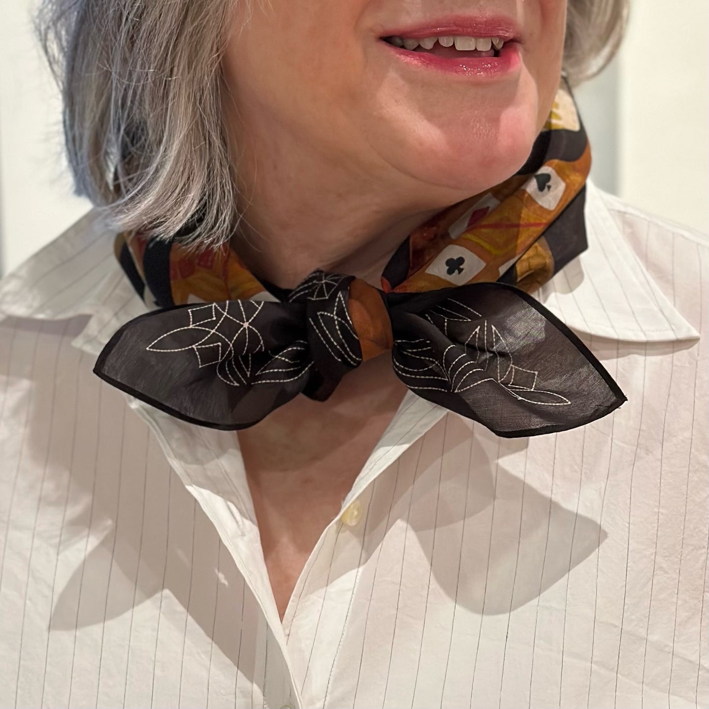 Cowboy Boot Scarf - Silk/Cotton - Charcoal Black
