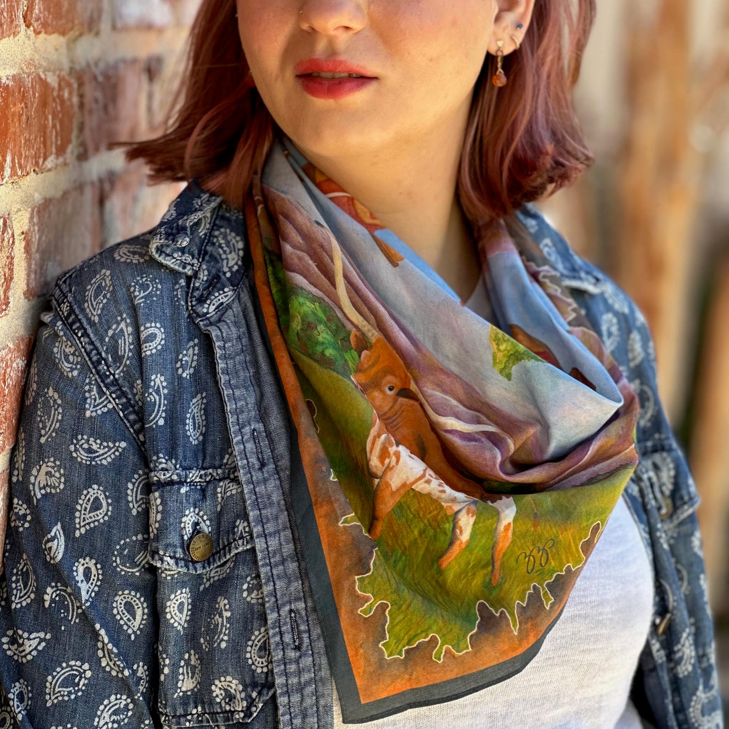 Longhorn Scarf - 100% Cotton - 26 inch - Texas