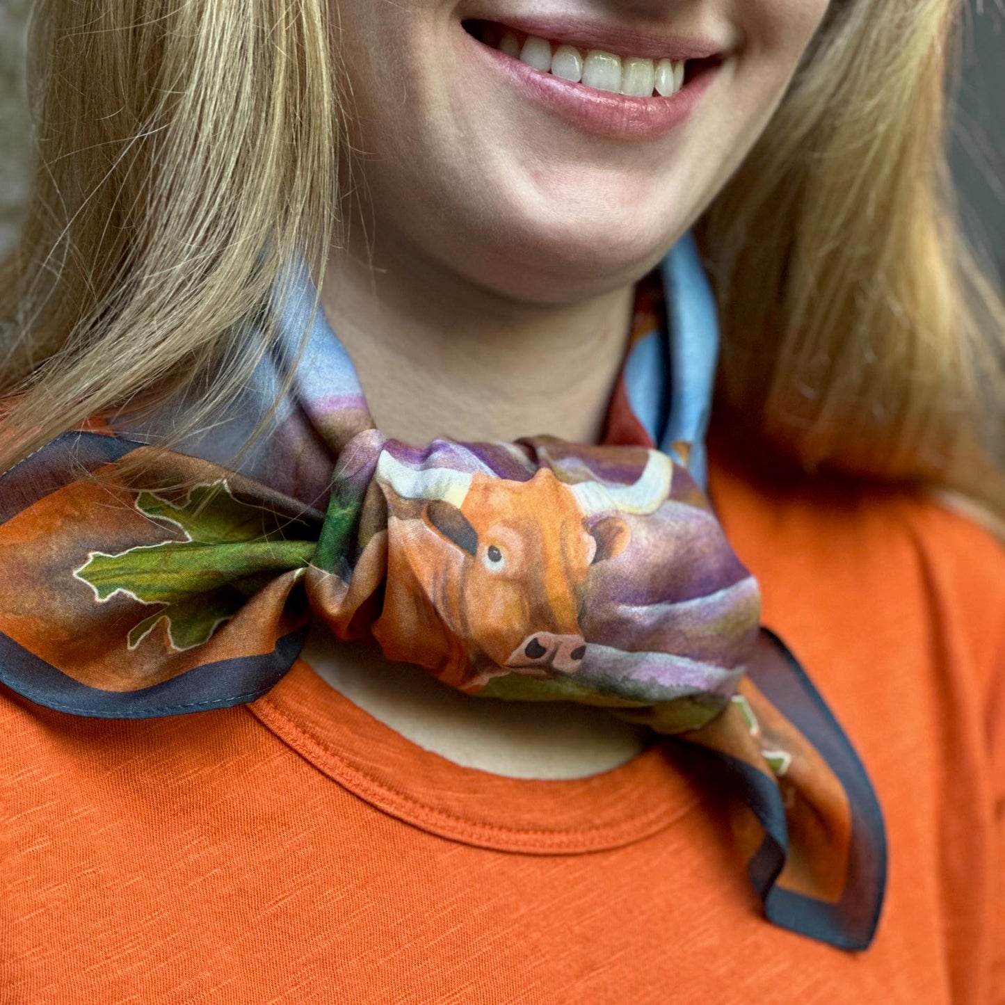 Longhorn Scarf - 100% Cotton - 26 inch - Texas