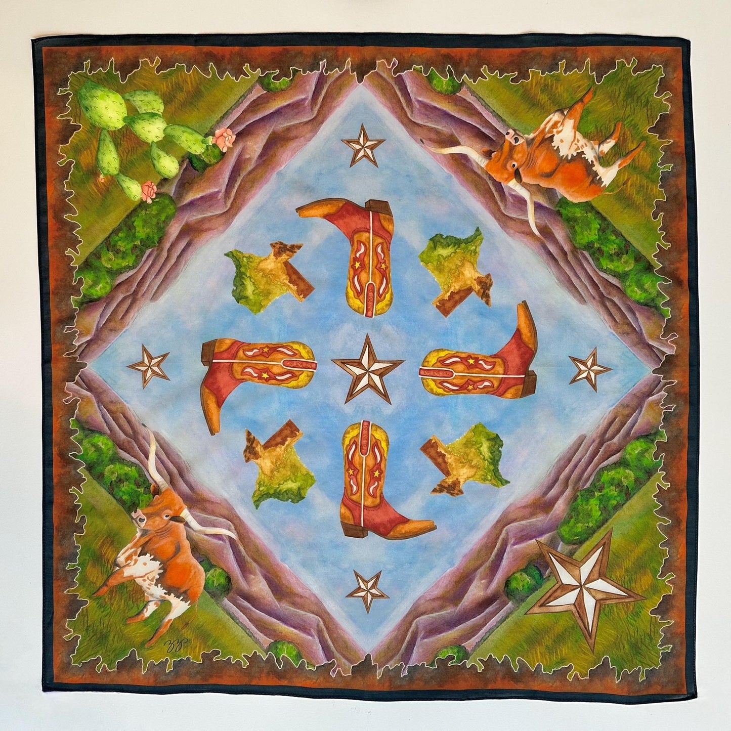 Longhorn Scarf - 100% Cotton - 26 inch - Texas