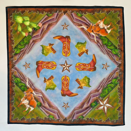 Longhorn Texana -  100% Silk - Multi Color