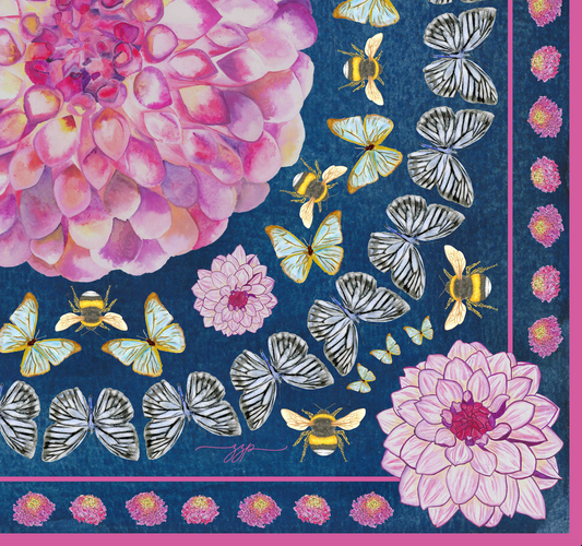 Dahlia Days - Silk/Cotton - Dark Denim