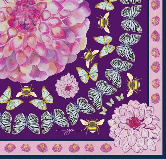 Dahlia Days - Silk/Cotton - Royal Purple