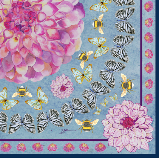 Dahlia Days - Silk/Cotton - Light Wash Blue