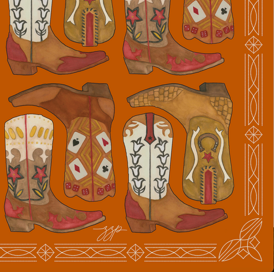 Cowboy Boot Scarf - Silk/Cotton - UT Orange
